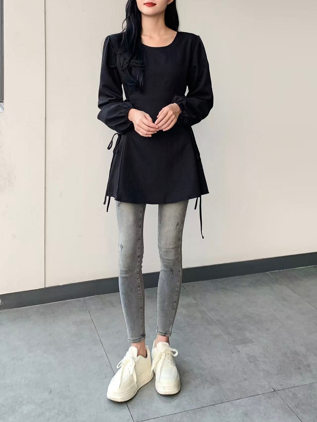 Side Tie Long-Sleeve Top