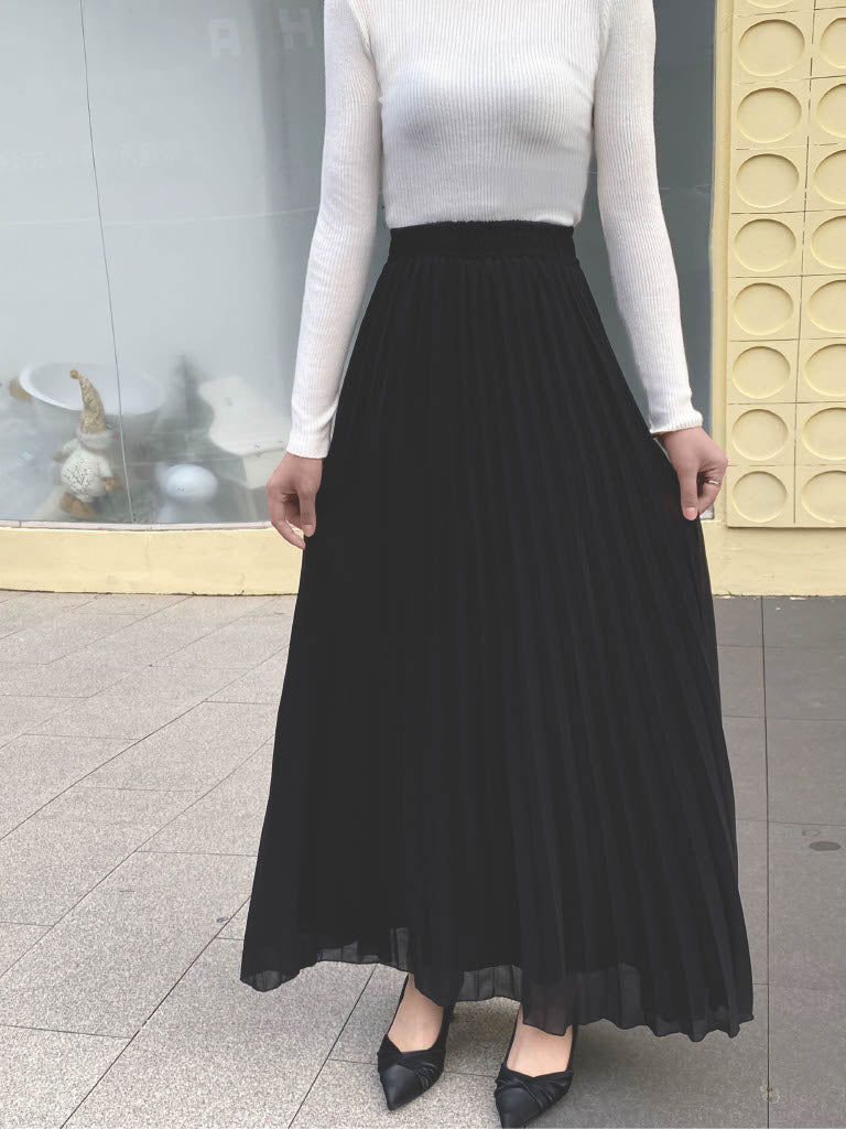 Chiffon Pleated Maxi Skirt