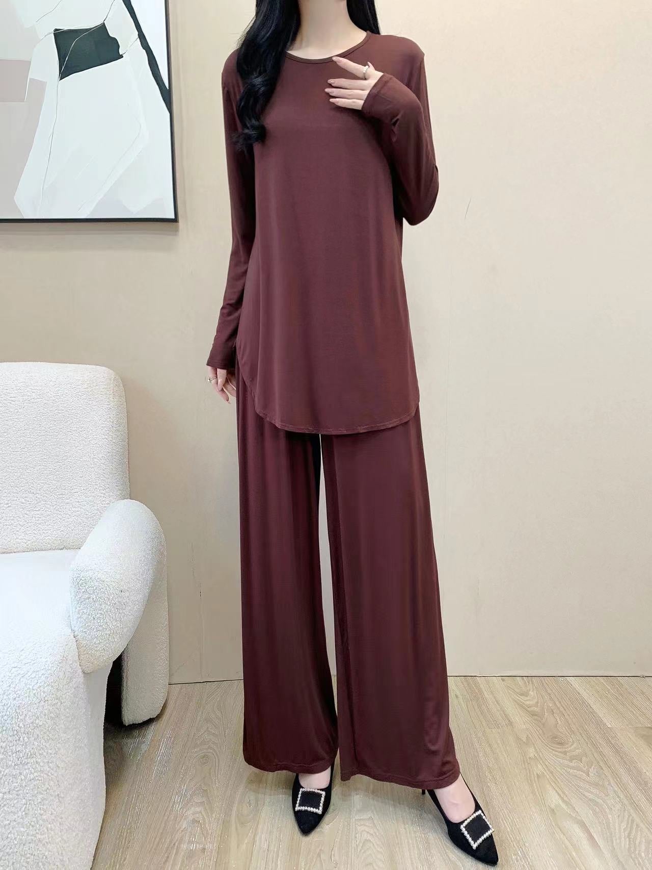 Drop Shoulder Long Sleeve Shirt (Top Only)