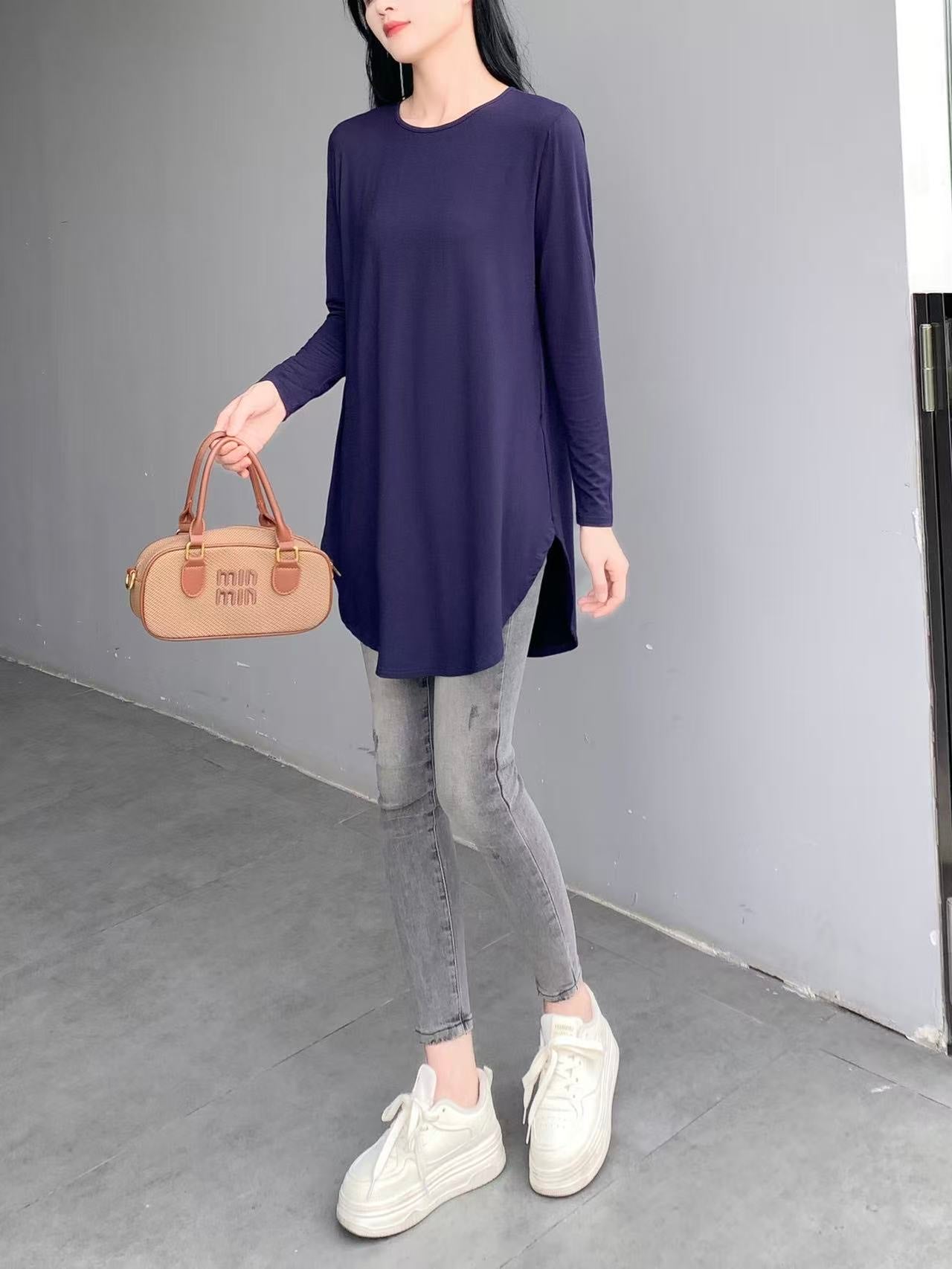 Drop Shoulder Long Sleeve Jersey Top