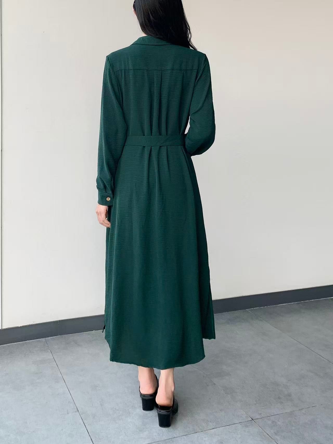 Collared Button Maxi Dress With Pockets