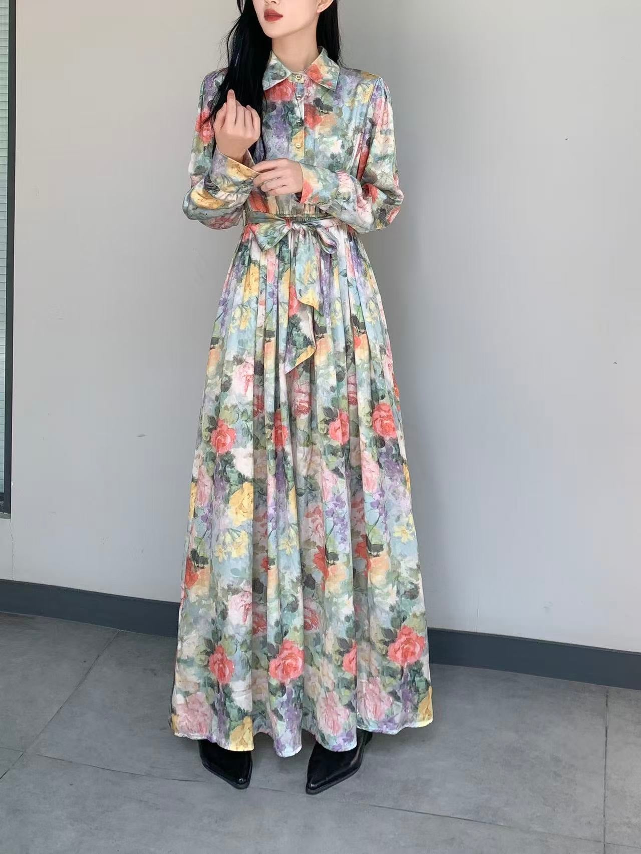 Silk Flora Maxi Dress