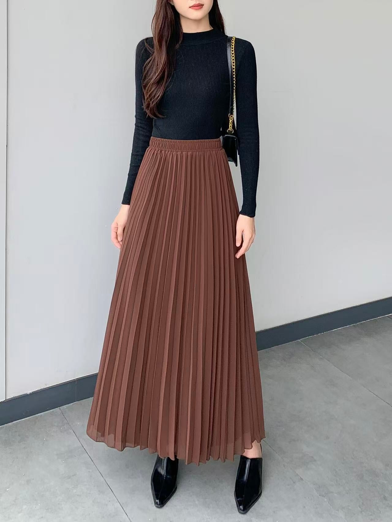 Chiffon Pleated Maxi Skirt