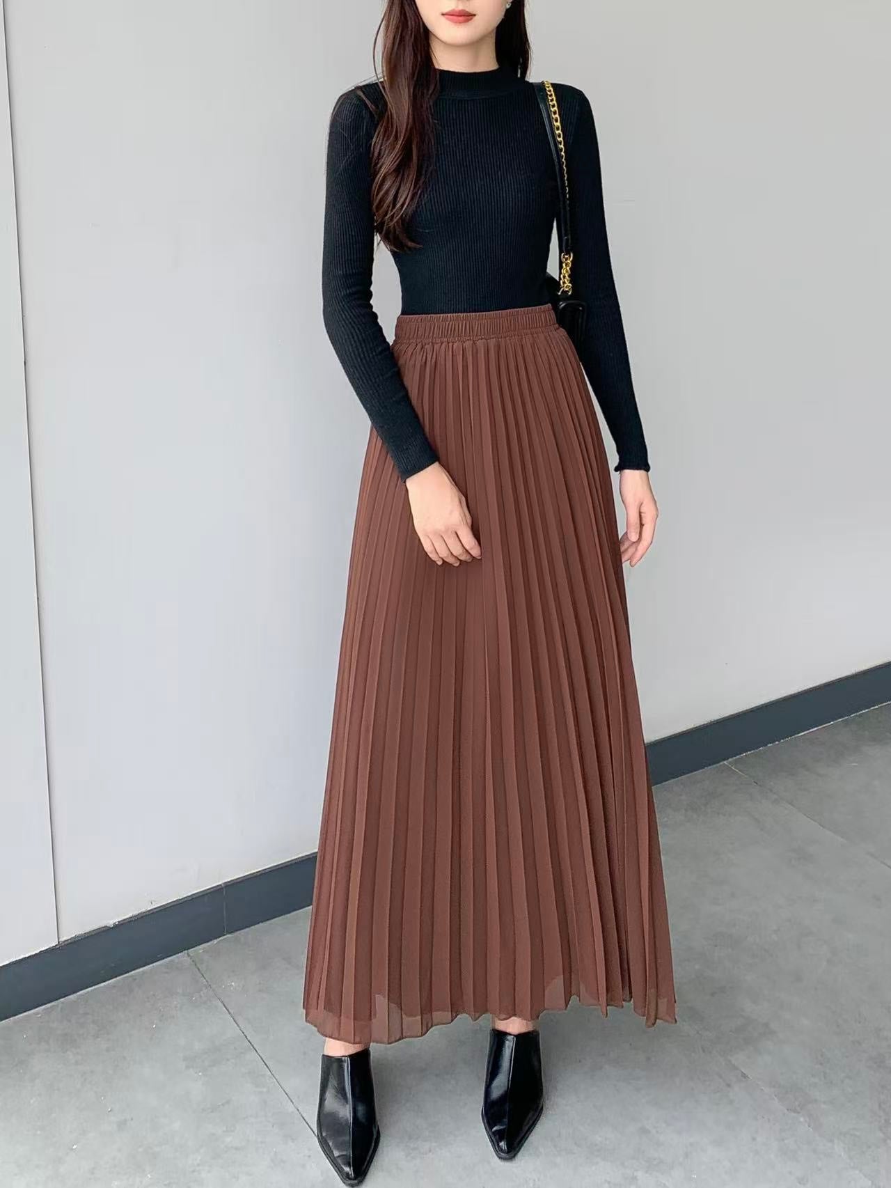 Chiffon Pleated Maxi Skirt