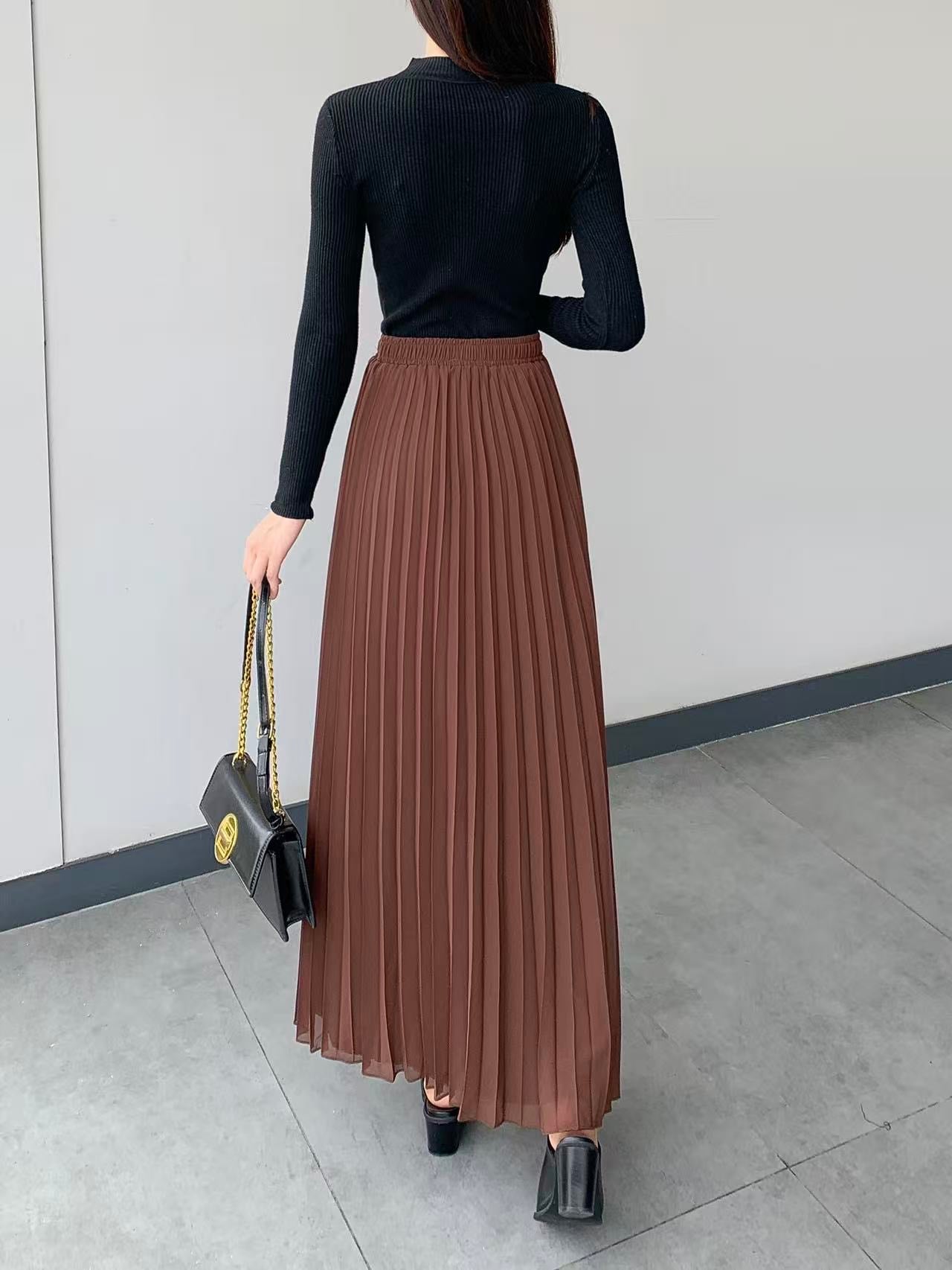 Chiffon Pleated Maxi Skirt