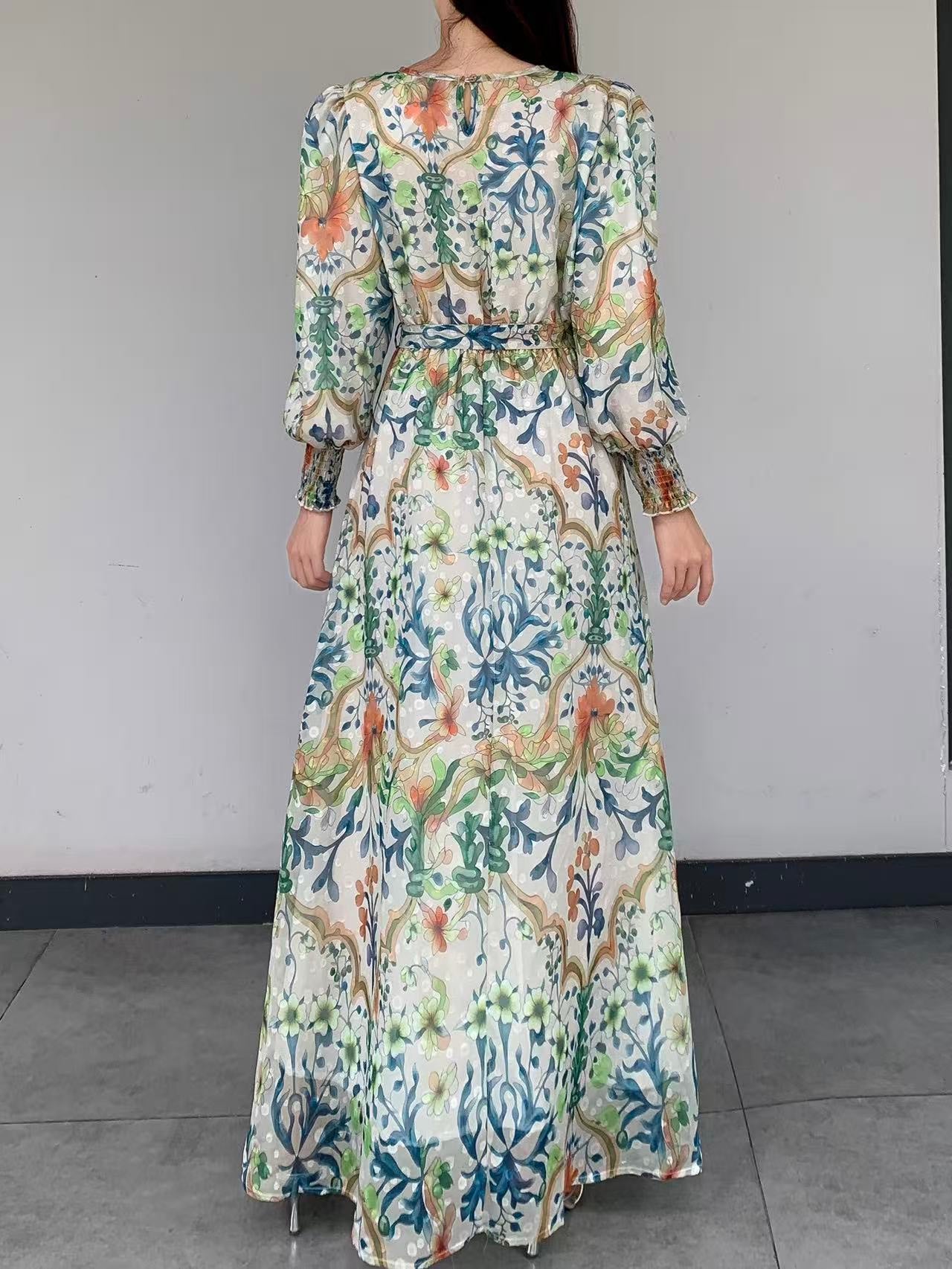 Bohemian Floral Chiffon Maxi Dress