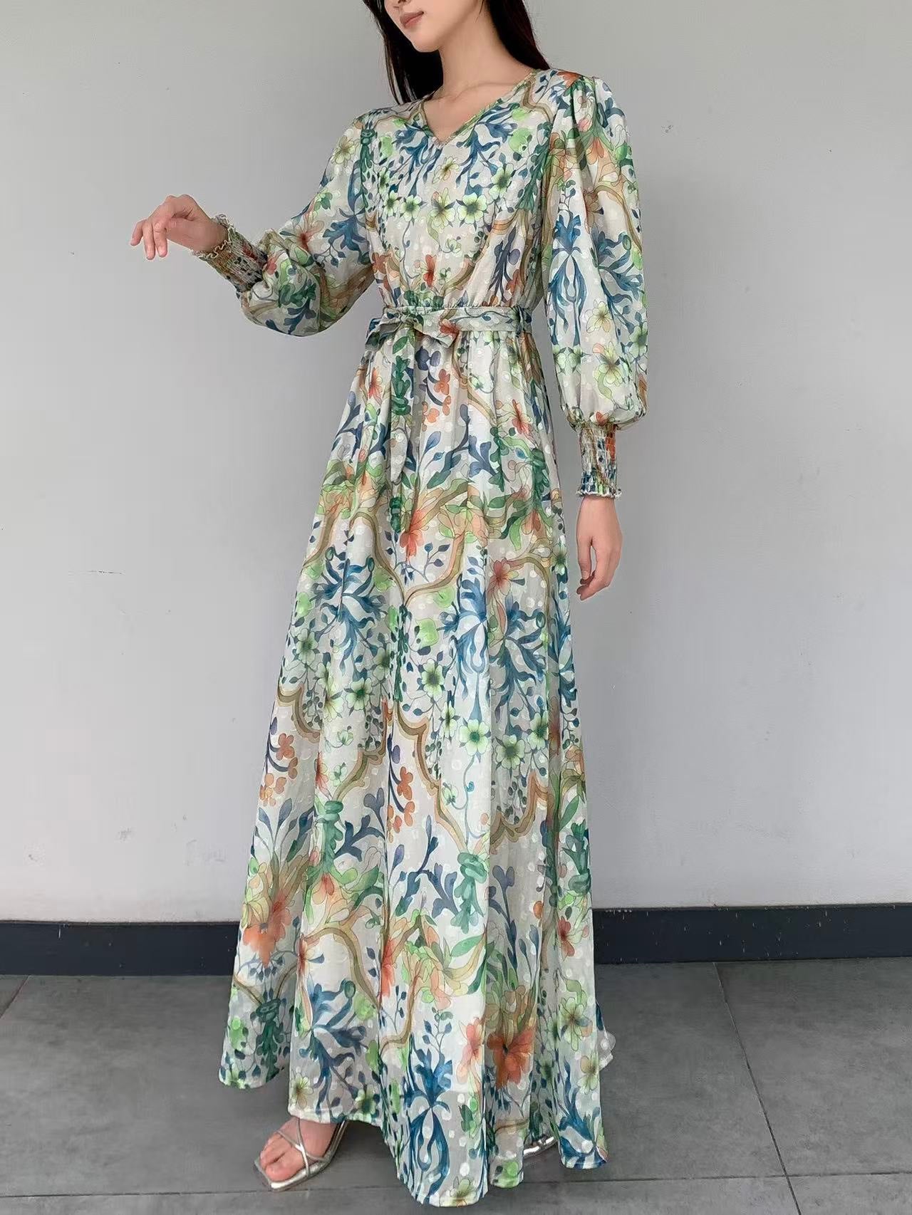 Bohemian Floral Chiffon Maxi Dress