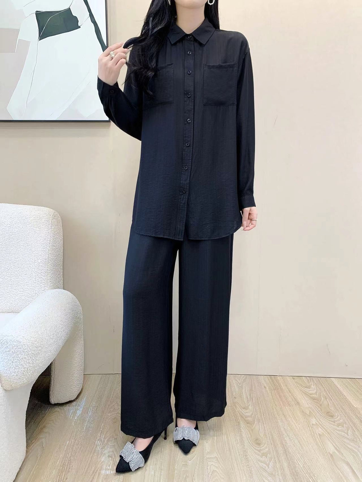 Wide Straight Pants Bottoms Only (L-24305B)