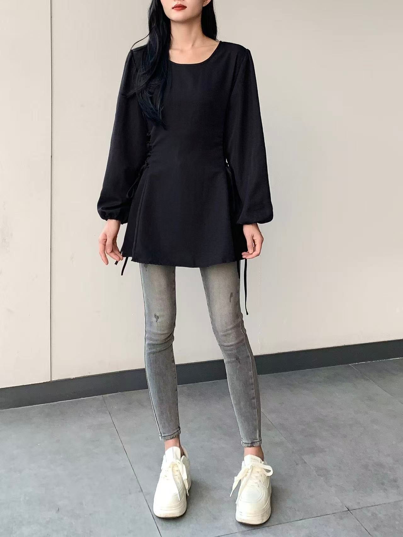 Side Tie Long-Sleeve Top