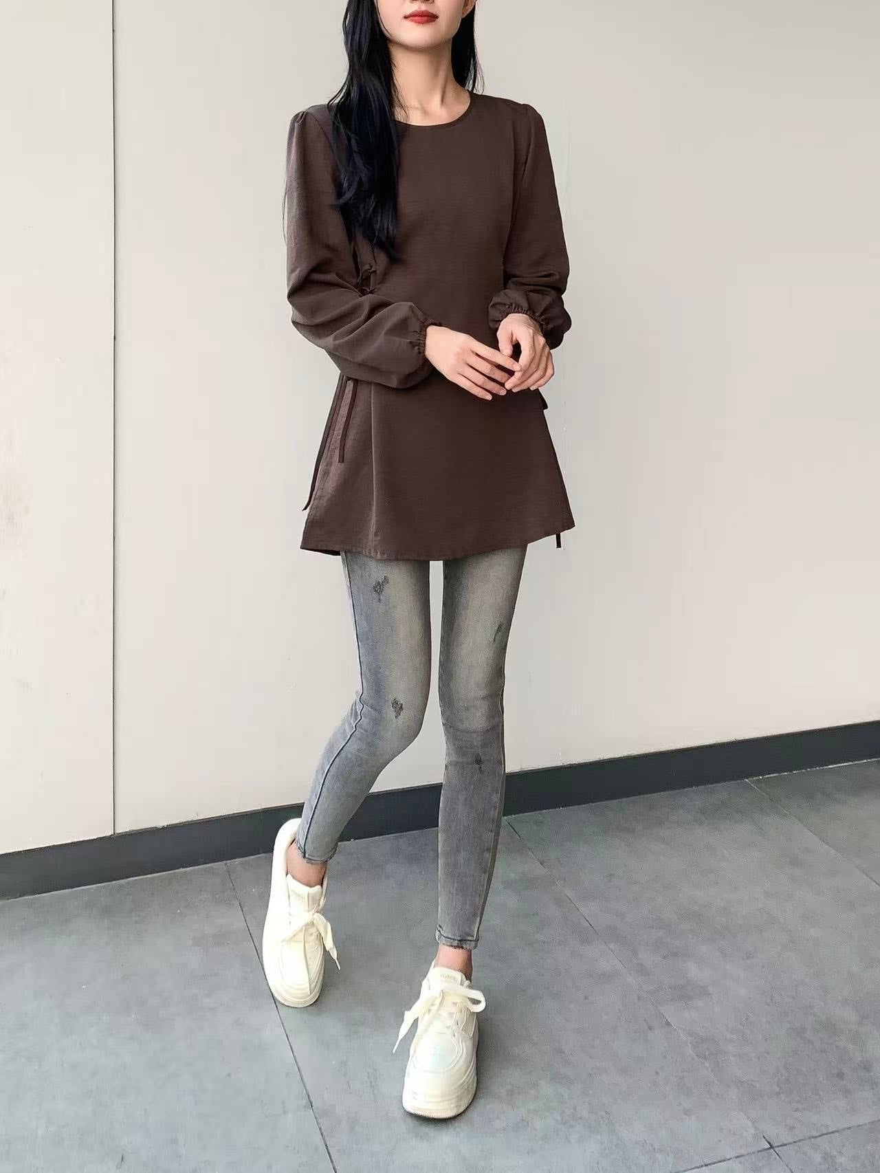 Side Tie Long-Sleeve Top