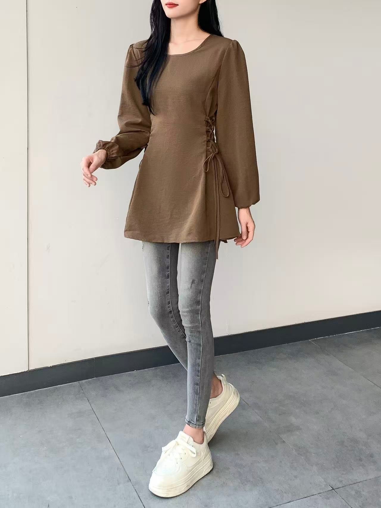 Side Tie Long-Sleeve Top