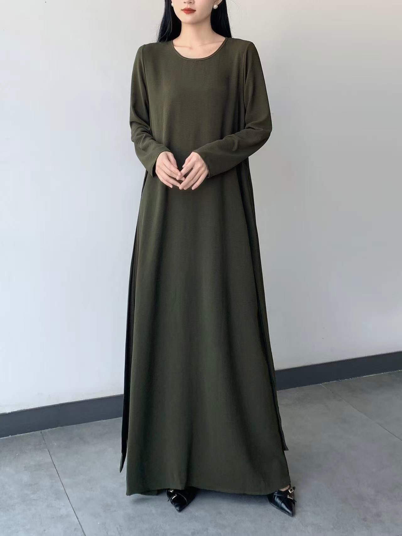 Long Sleeve Belted Maxi Dress