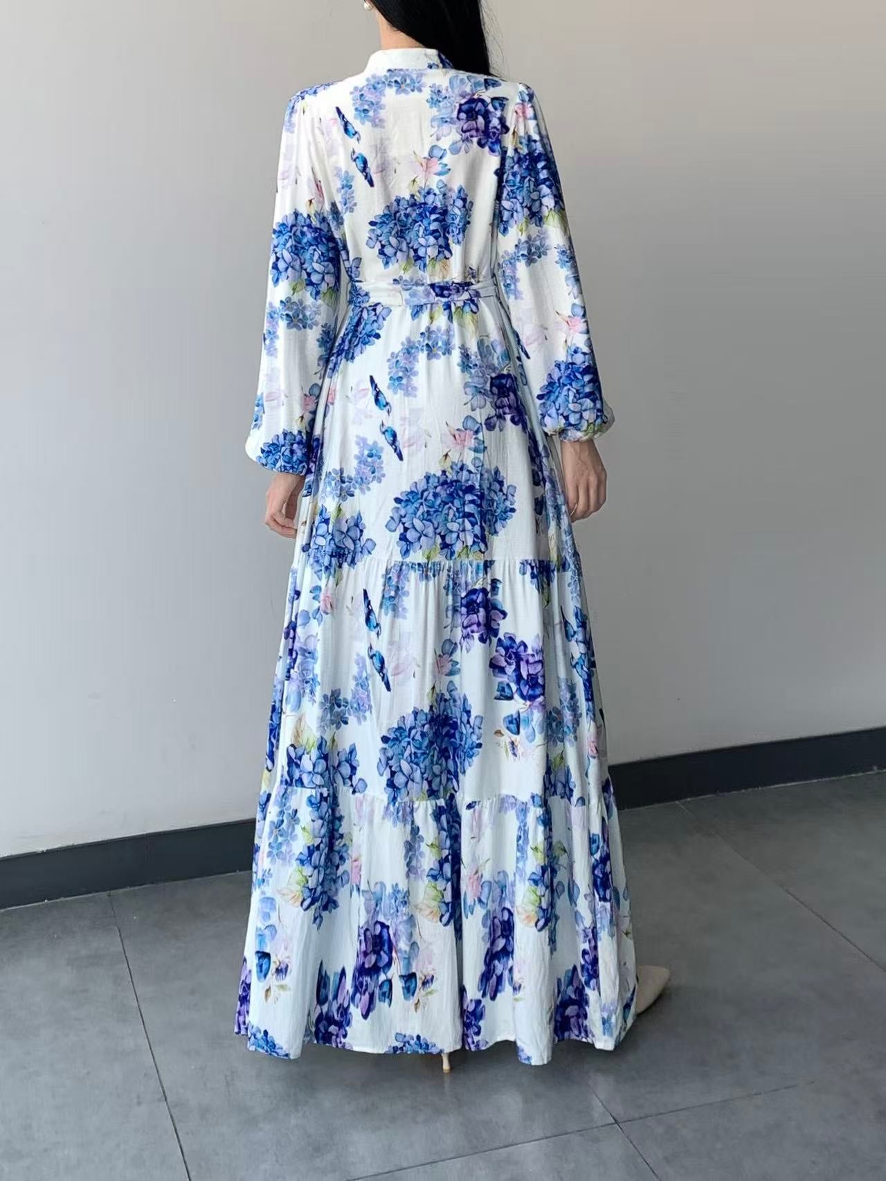 Fully Lined Floral Long Sleeve Maxi Dress