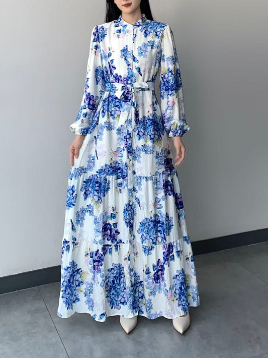 Fully Lined Floral Long Sleeve Maxi Dress
