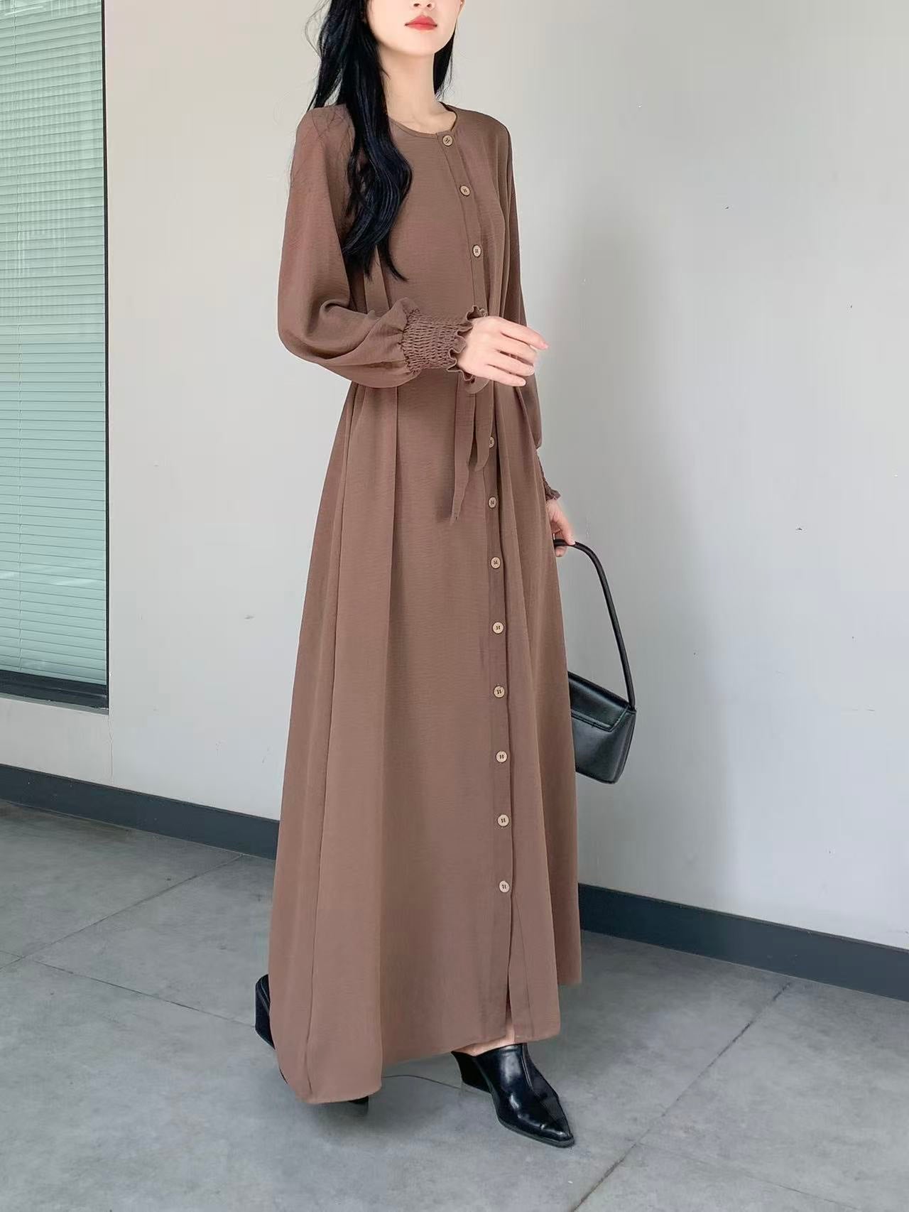 Button Down Maxi Dress With Side Pockets