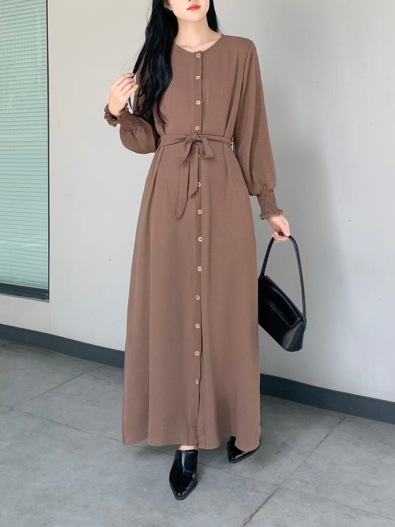 Button Down Maxi Dress With Side Pockets