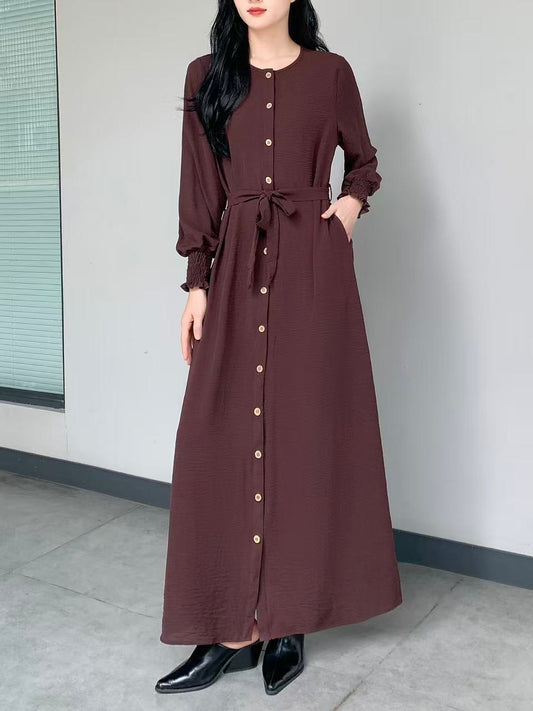 Button Down Maxi Dress With Side Pockets