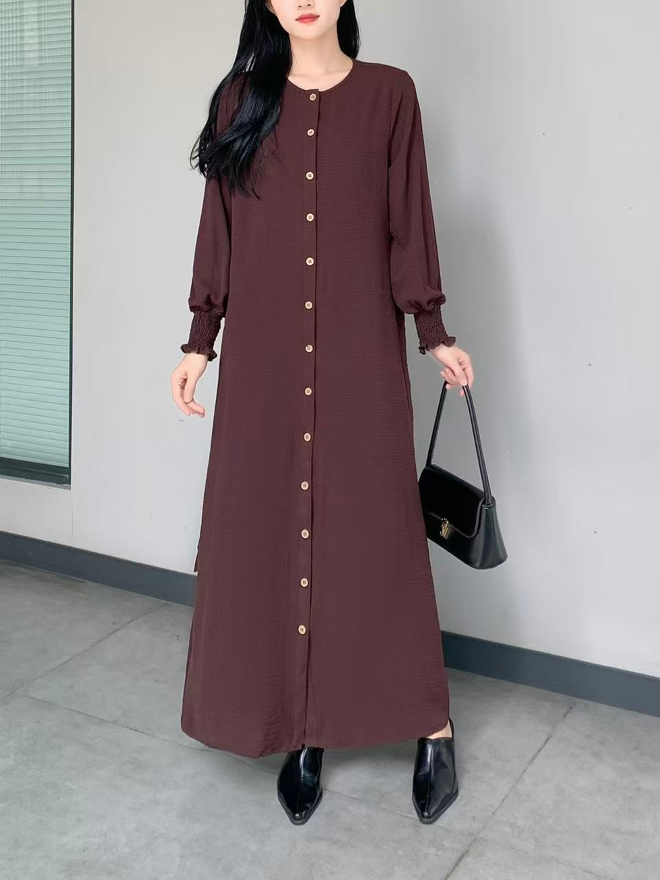 Button Down Maxi Dress With Side Pockets