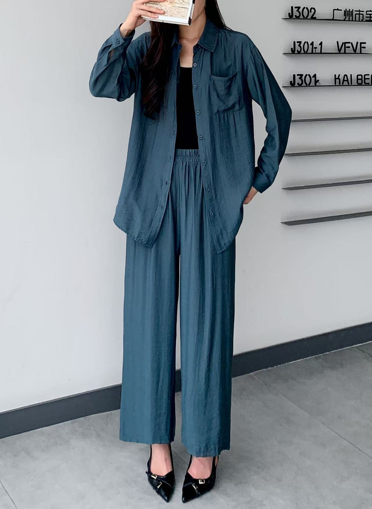 Wide Straight Pants Bottoms Only (L-24305B)