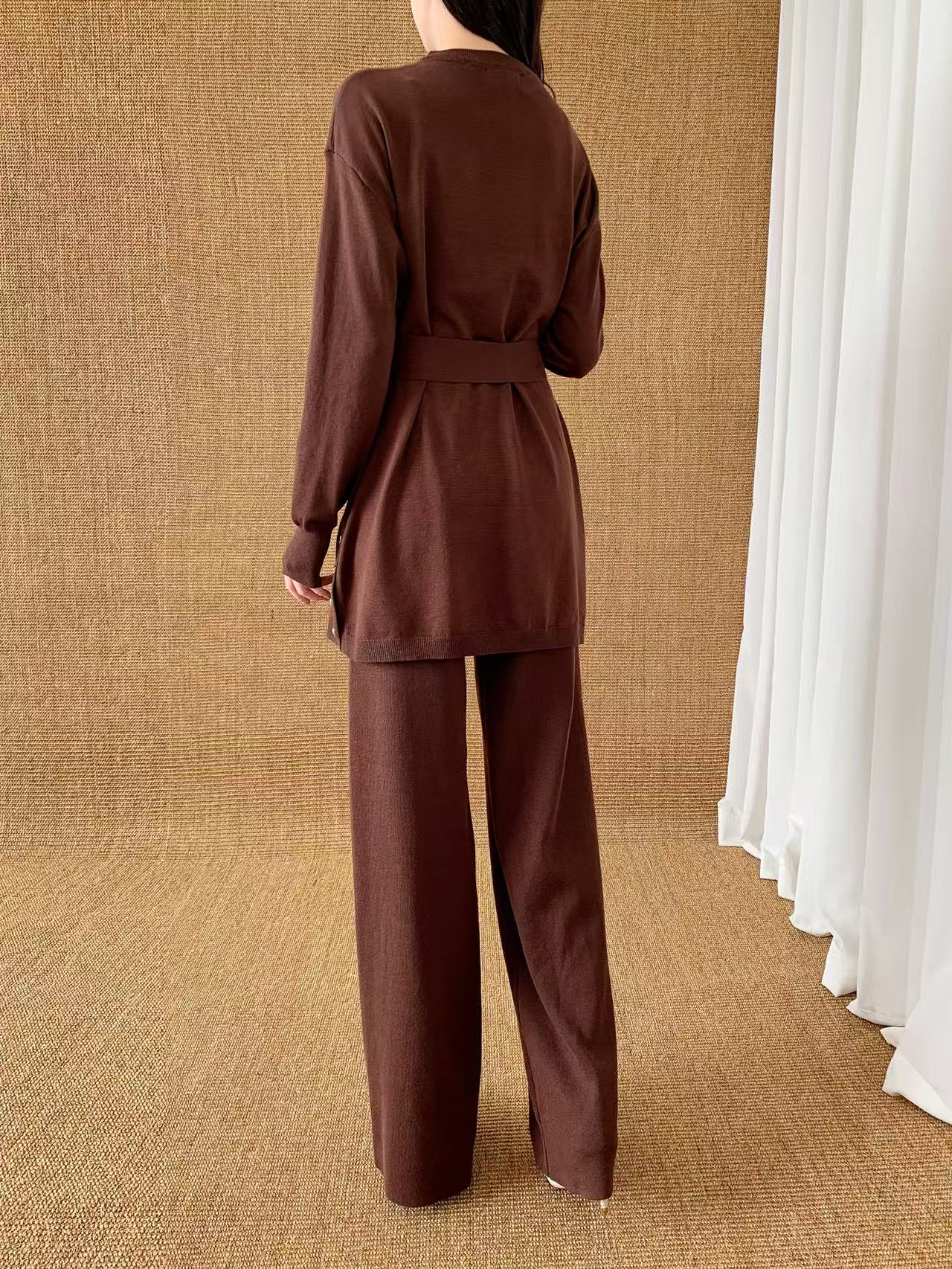Knit Sleeve Sweater with Gold Button (L-20085D) with Knit Pants ( L-23906)