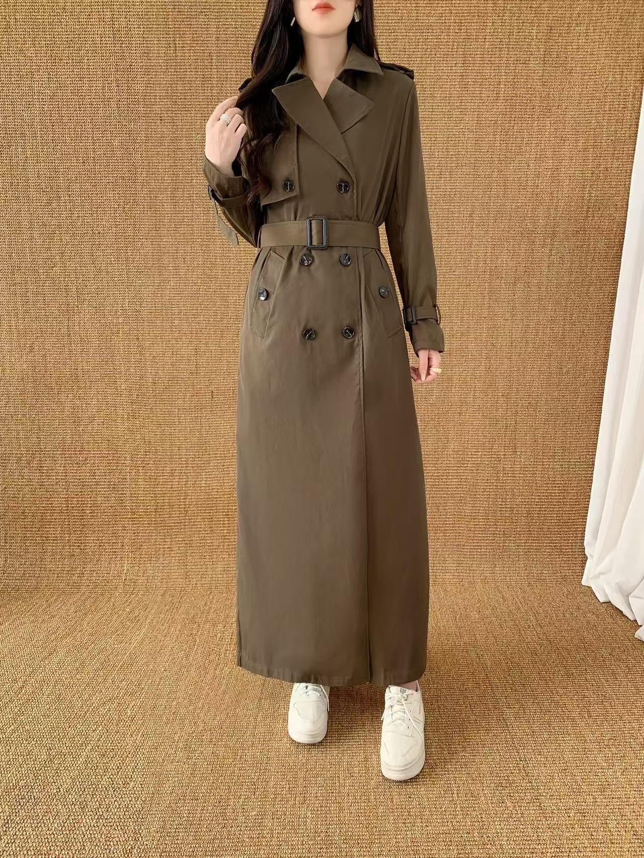 Full Length Belted Trench Coat (L-241033)