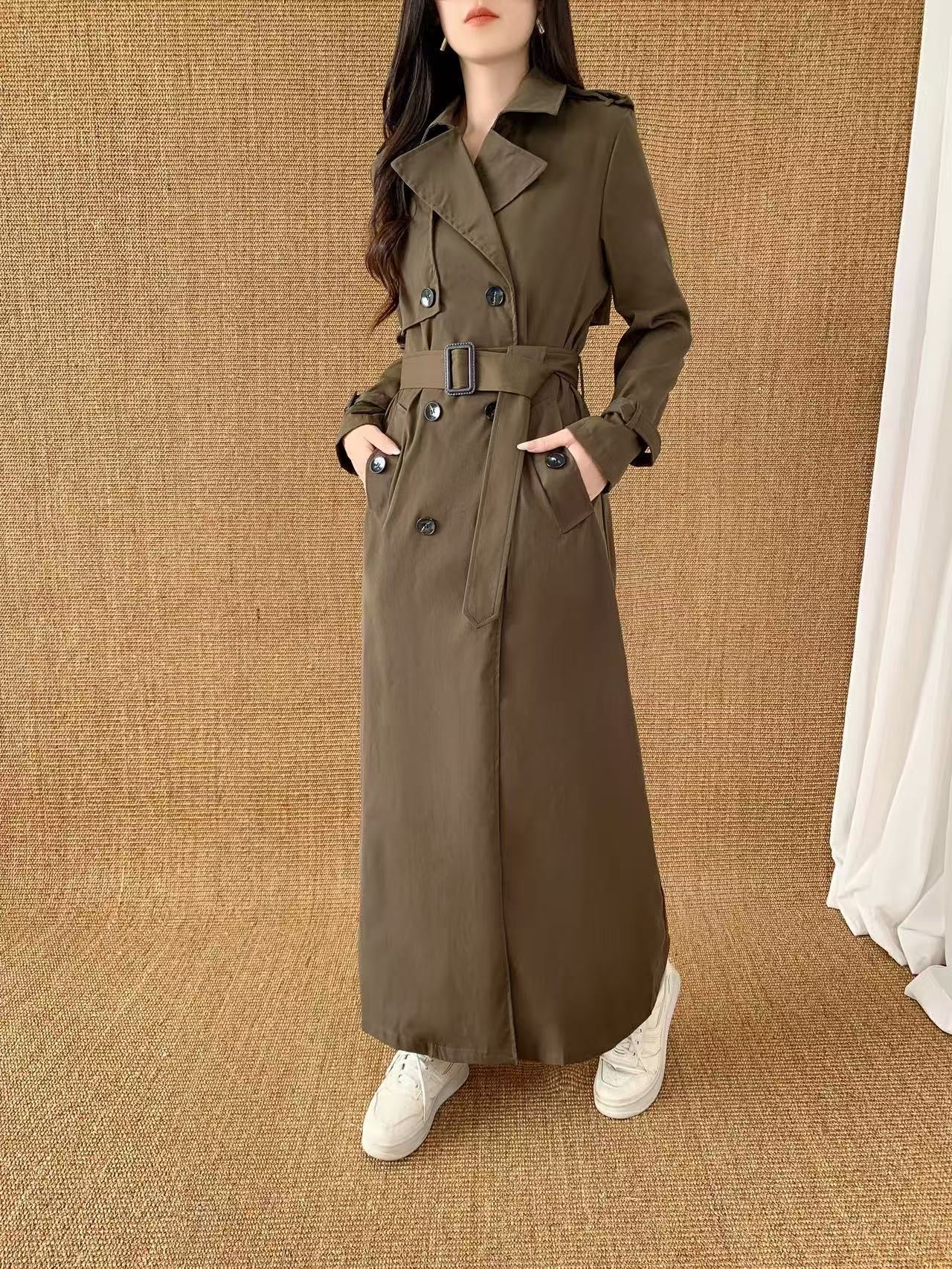 Full Length Belted Trench Coat (L-241033)