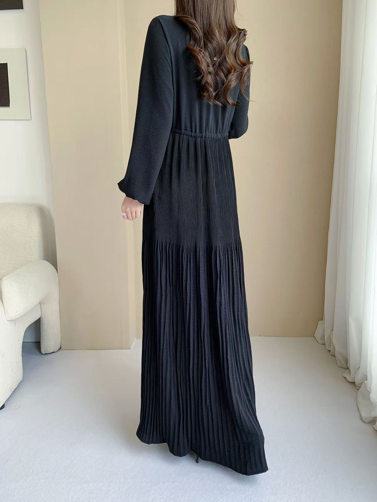 Pleated Maxi Dress  (L-20061-1)