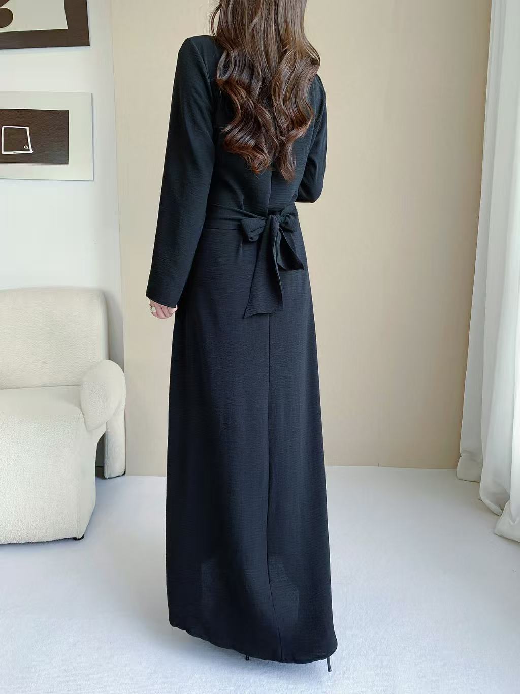 Long Sleeve Belted Maxi Dress