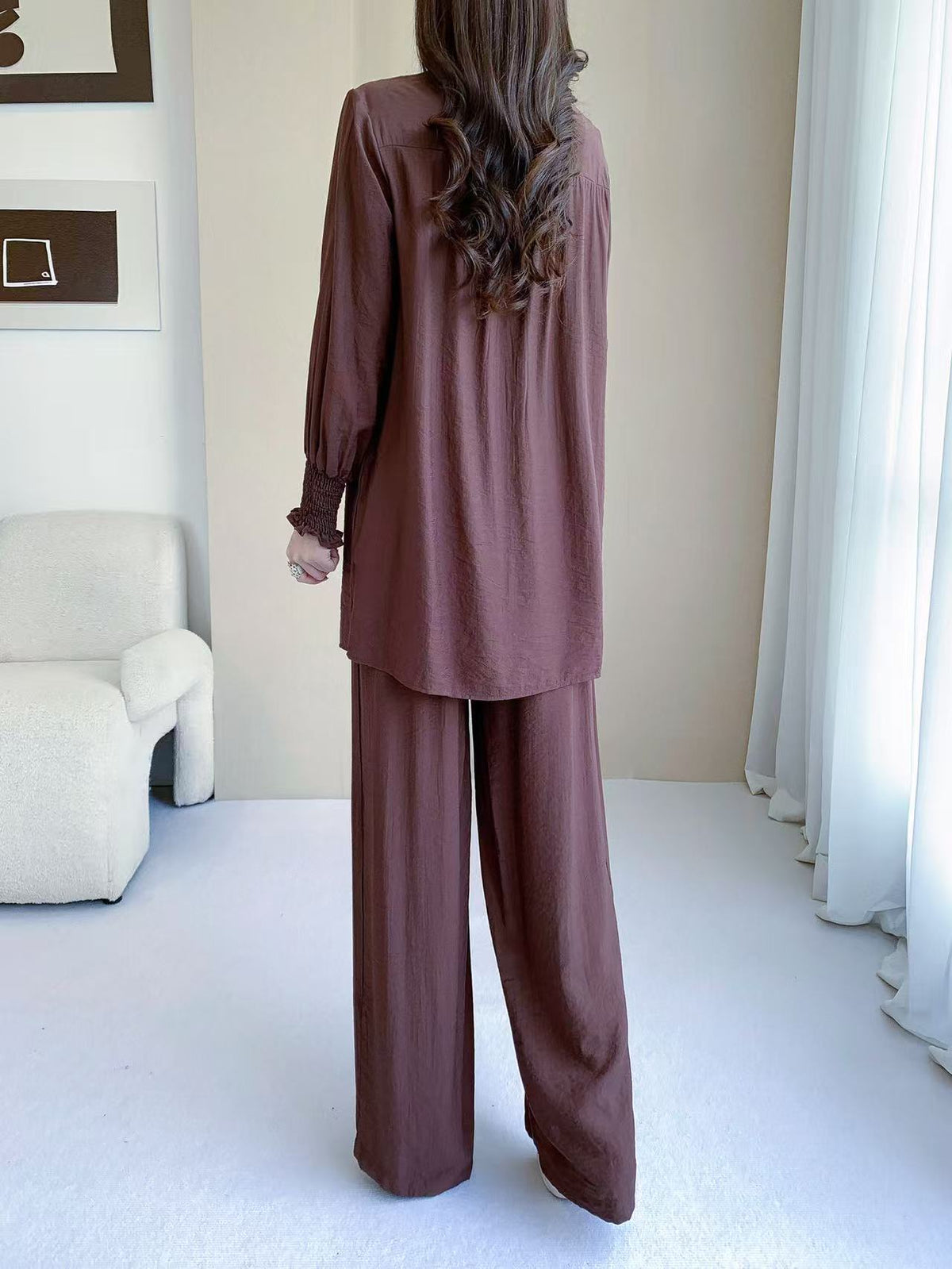 Vintage Collared Pants Set (L-26117)