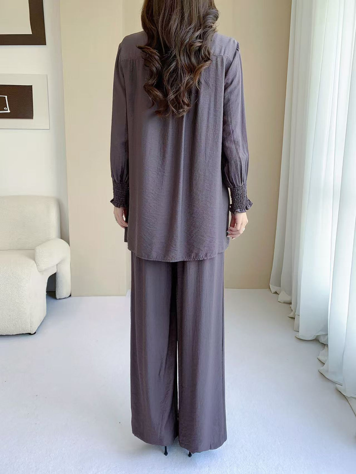 Vintage Collared Pants Set (L-26117)