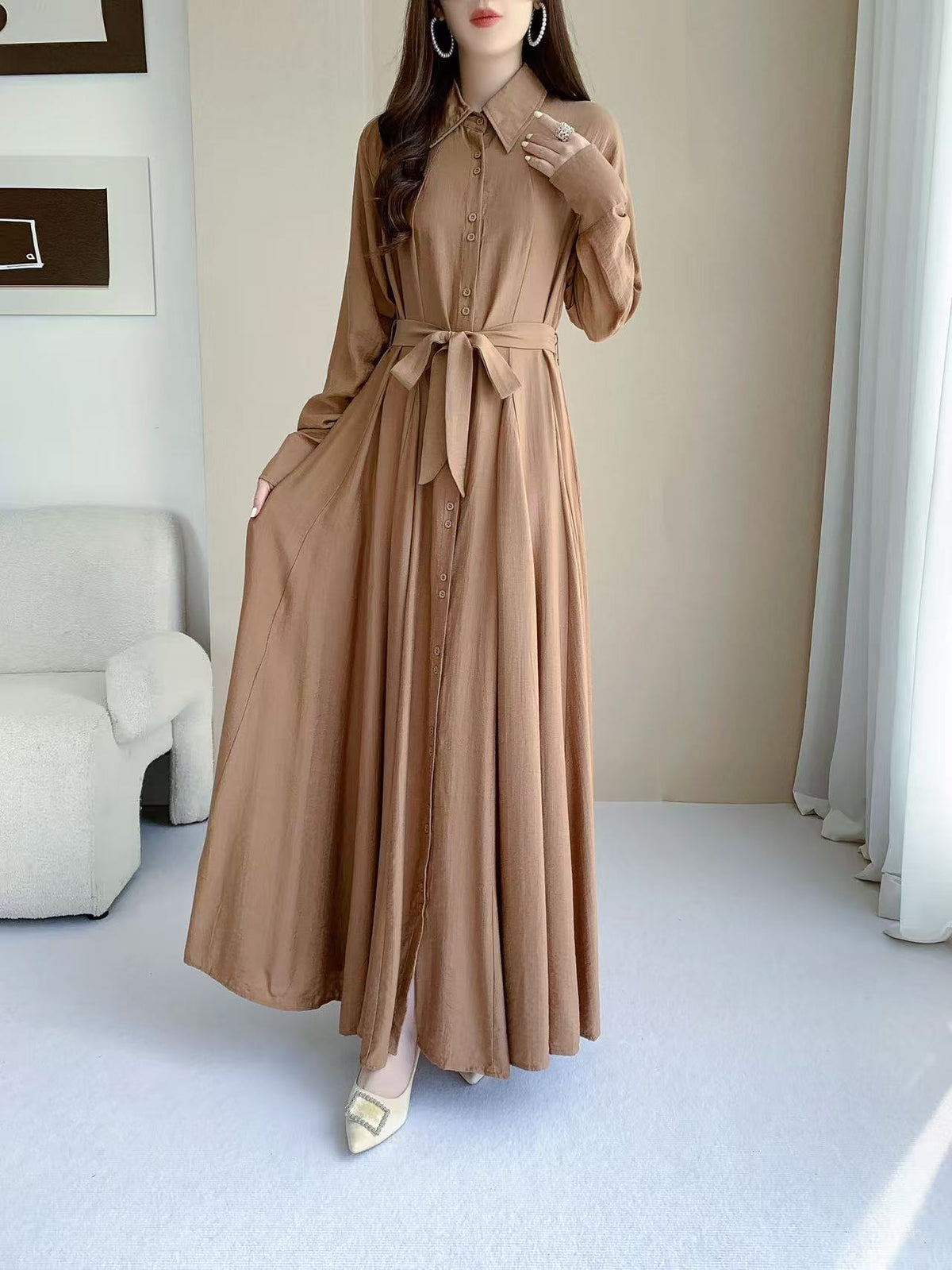 Shirt Maxi Dress (L-25920)