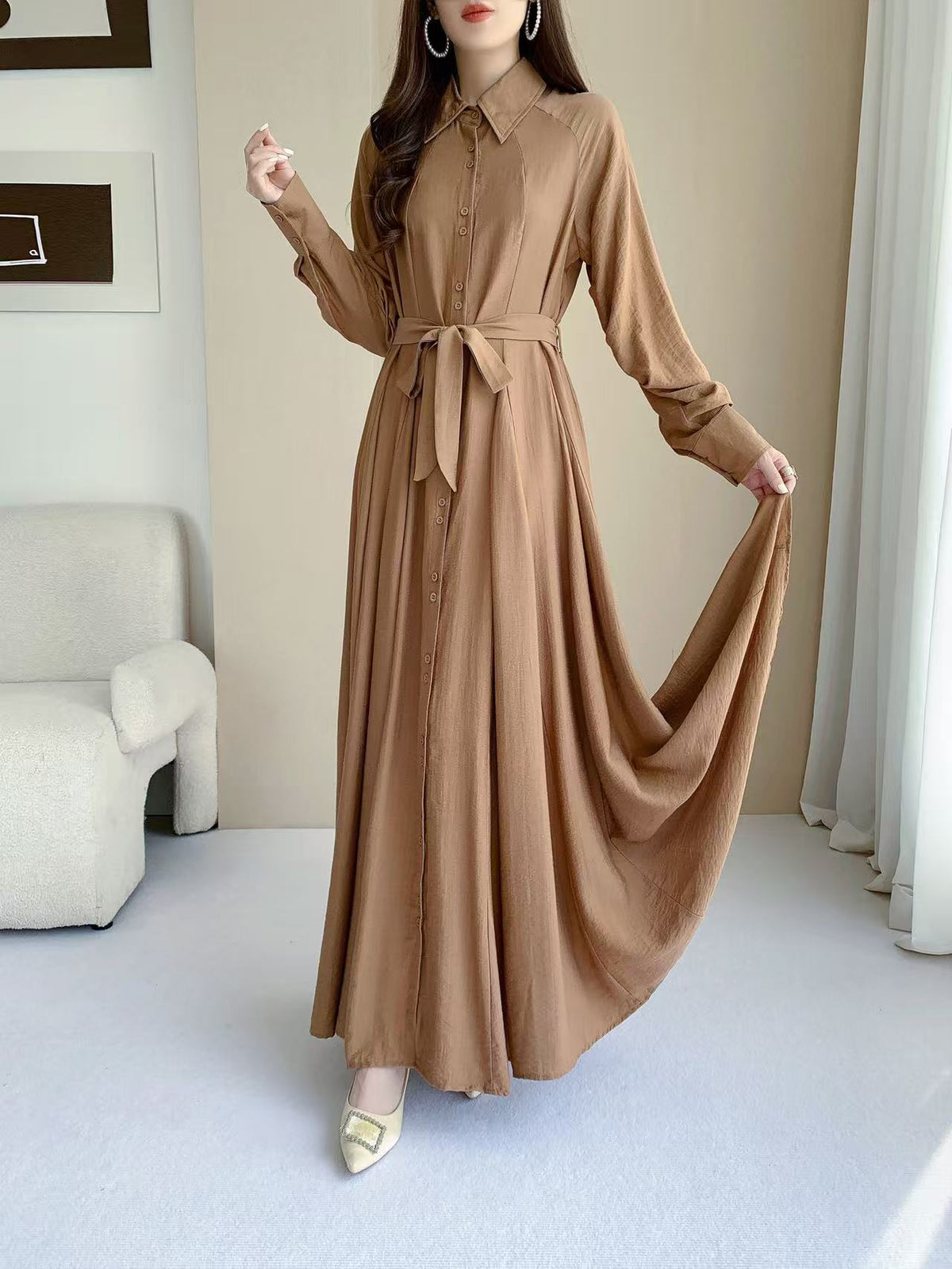 Shirt Maxi Dress (L-25920)