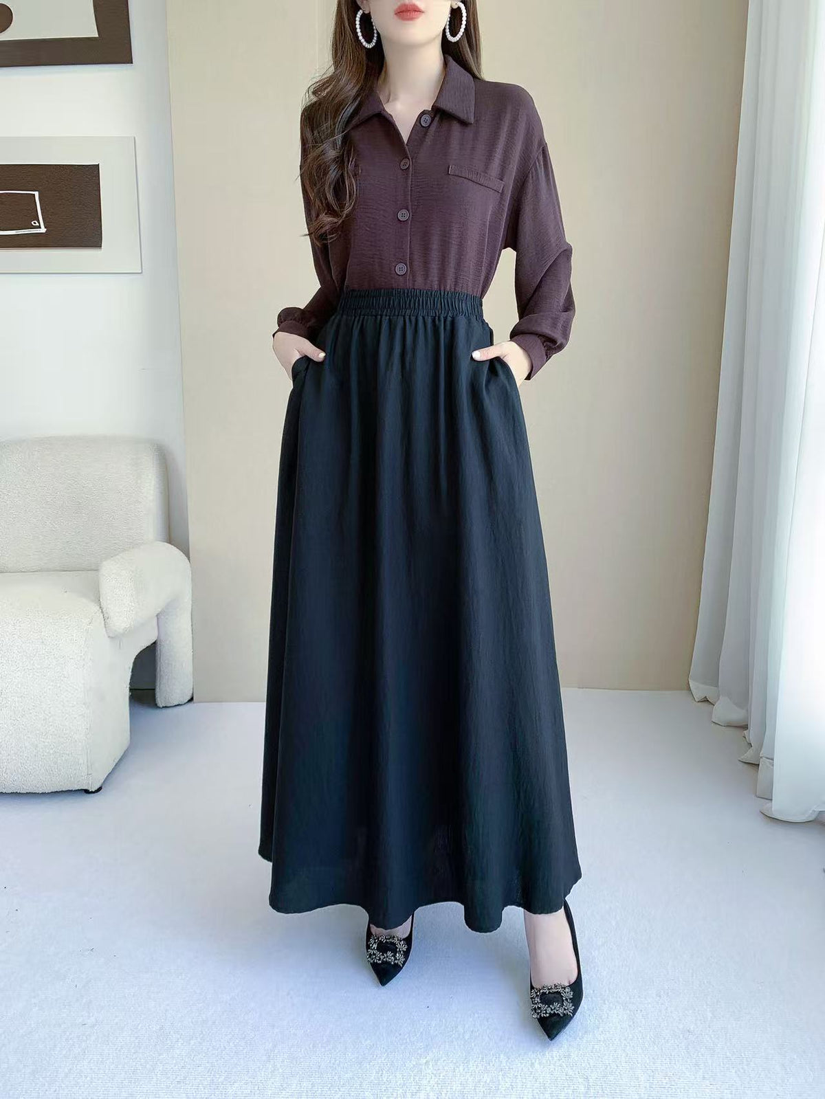 A-Line Maxi Skirt (L-2312-1)