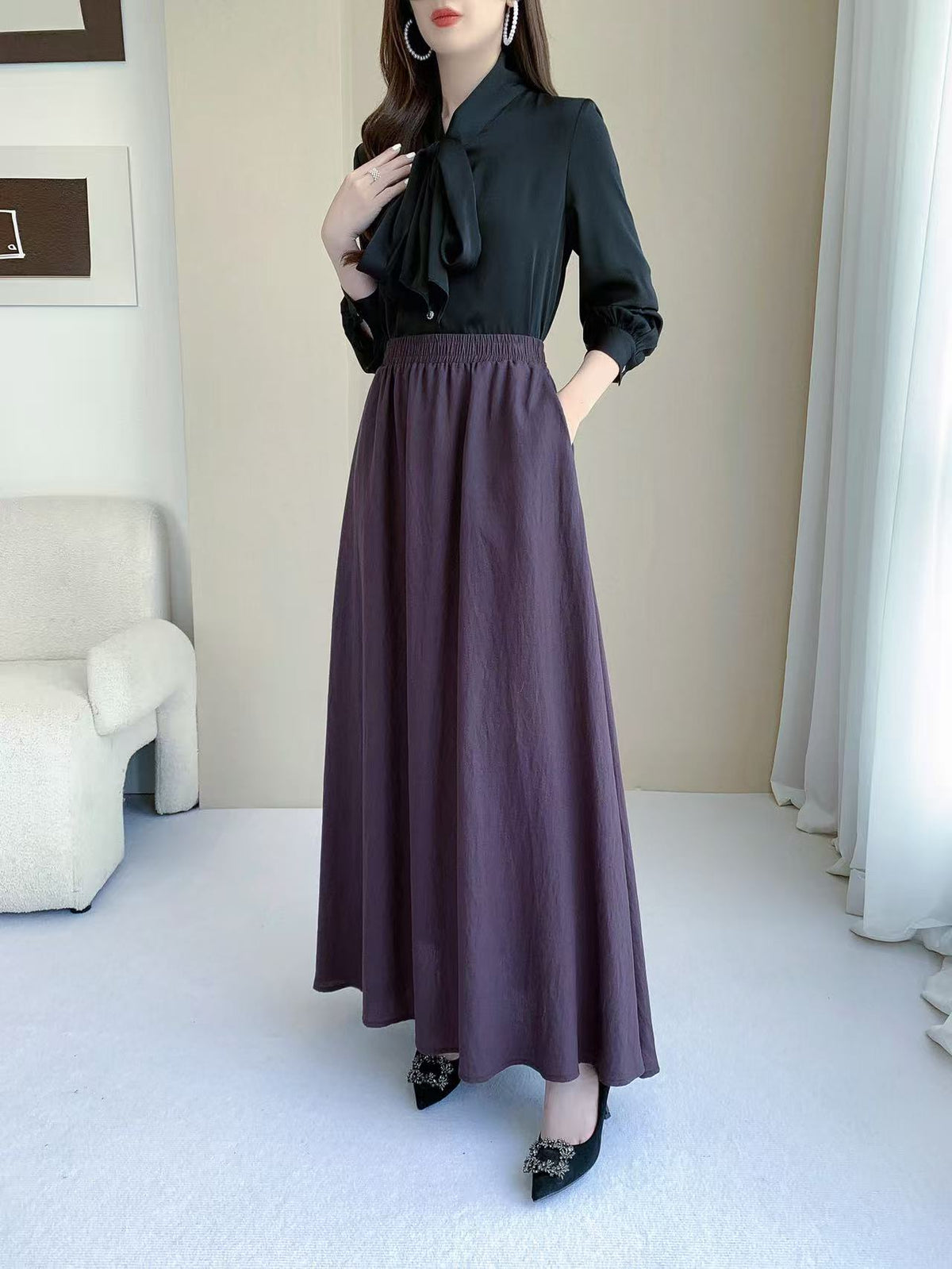 A-Line Maxi Skirt (L-2312-1)