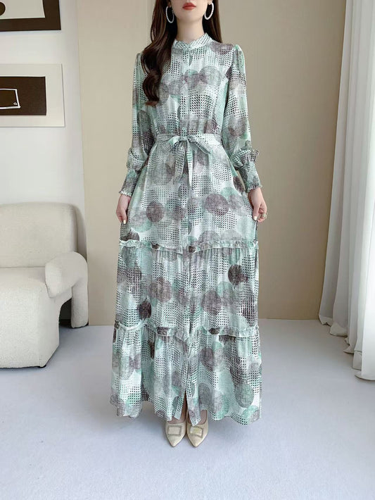 Printed Tiered Maxi Dress (L-22901C)