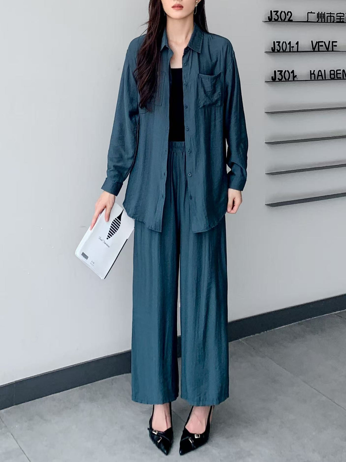 Wide Straight Pants Bottoms Only (L-24305B)