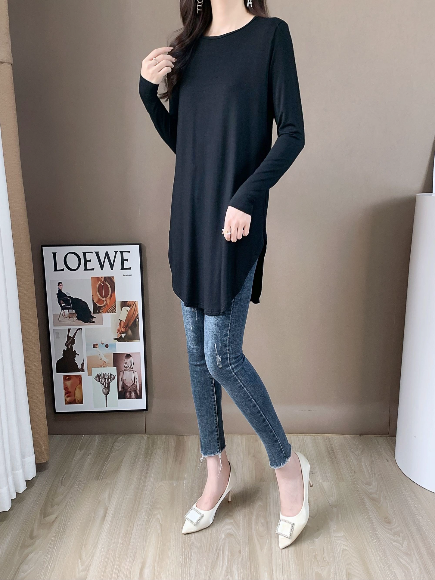 Drop Shoulder Long Sleeve Jersey Top